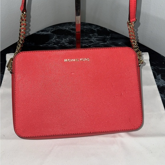 Michael Kors Handbag Jet Set Powder Leather Crossbody Bag Purse AUTHENTIC - Picture 5 of 12